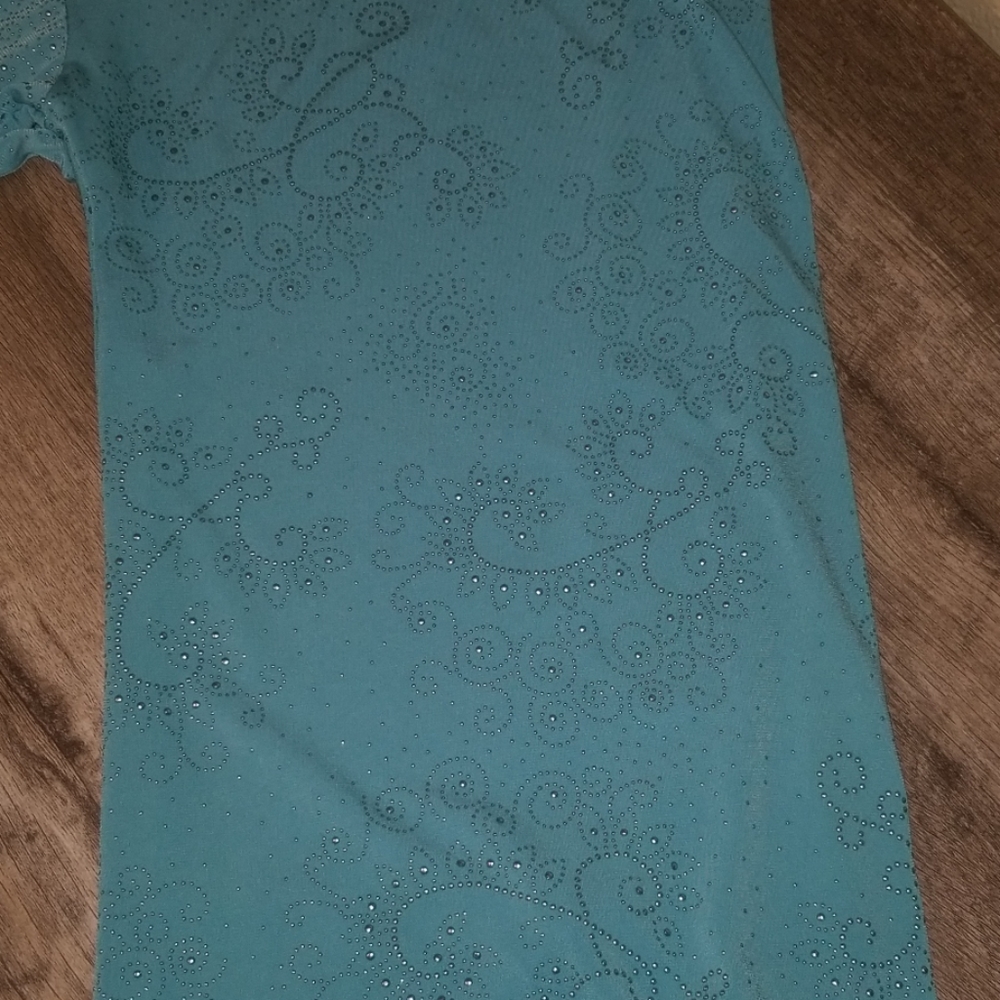 Chicos 3/4 Sleeve Blue Embellished Blouse